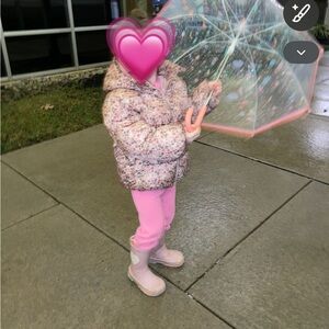 H&M Floral Puffer Jacket in Pink and Brown